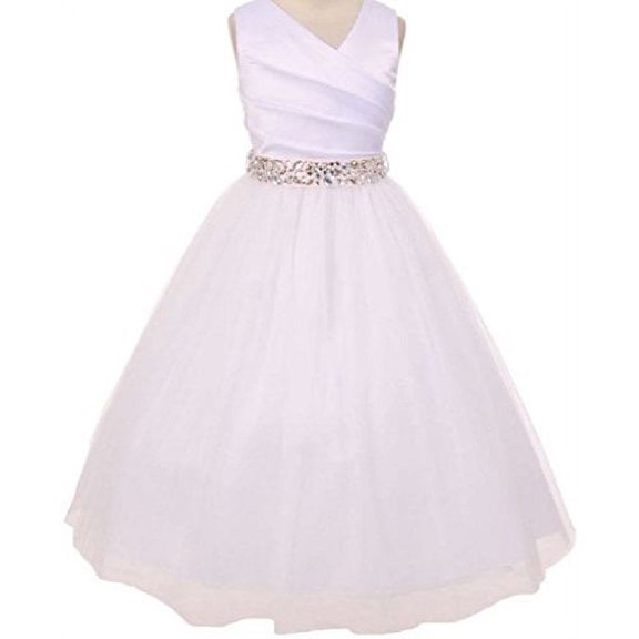 Little Girls White Rhinestone Belt Communion Flowers Girls Dresses Baby Pink 2