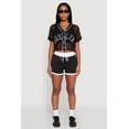 thumbnail image 3 of Womens Fishnet Brklyn Graphic Cropped Baseball Tee, 3 of 5