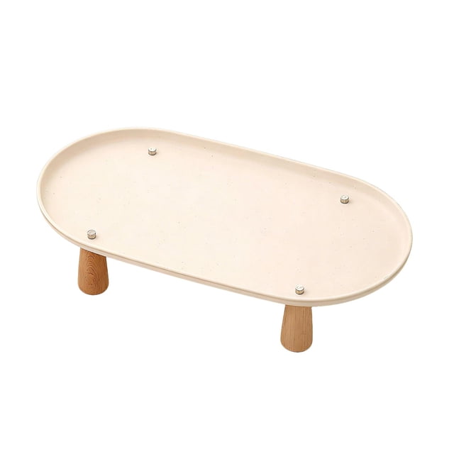 Soporte elevado para comedero de gatos, soporte de madera con patas, estante lavable para cuencos, antivómitos. Beige 38cmx21cm