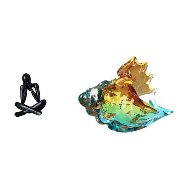 Figura de escritorio,Escultura abstracta de pensador para la oficina o el hogar,figurita de concha,Adorno de concha de cristal soplado a mano,temática marina,estatua de escultura