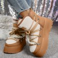 thumbnail image 3 of HEWUQI Women's Platform Winter Snow Boots Waterproof Lace up Plush Lined Non Slip Pearl Strap Warm Comfortable Slip on Ankle Booties Brown Size 7, 3 of 6