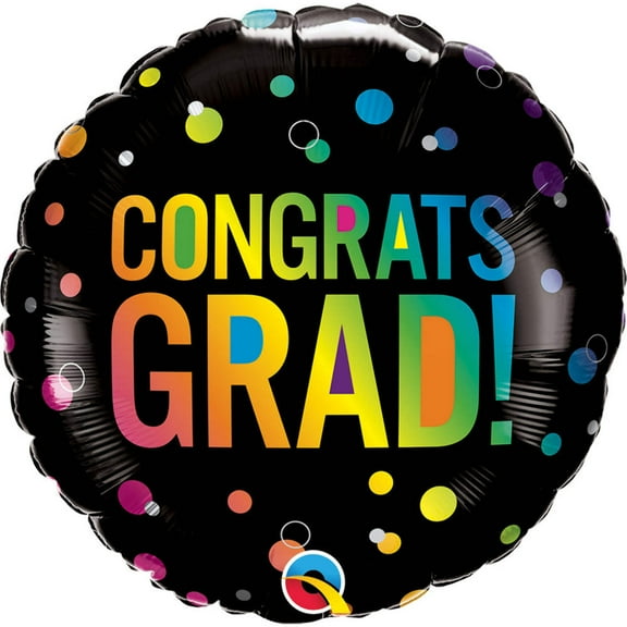 18 inch Congrats Grad Ombre Dots Foil Mylar Balloon - Party Supplies Decorations