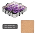 thumbnail image 2 of BaHomeck Drink Coasters Set Of 4 With Holder Bouquet Of Purple Flowers In Front Of An Old Wooden Fence Water Absorbent Ceramic Coasters Tabletop Protection,Suitable For Various Cup,Home Decor, 2 of 4
