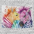 thumbnail image 3 of MYPOP Zebra Love Watercolor Tapestry Wall Decor Living Room Dorm Tapestries DIY 60 x 40 inches, 3 of 4