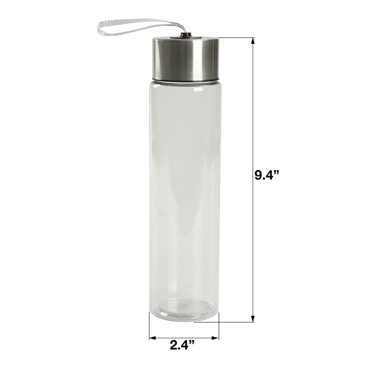 (24 Pack) 18 oz. Clear Glass Water Bottle with Sleeve and Stainless Steel  Cap