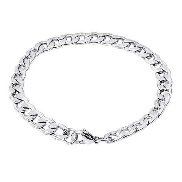 Men Chunky Chain Bracelets Retro Men Jewelry Titanium Steel (Silver)