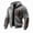 Gray, variant on Mens Fleece Jacket Hooded Full Zip Faux Leather Trim Warm Soft Winter Coat with Pockets Winter Outdoor Casual Work Travel Wear