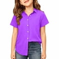 thumbnail image 4 of RMGVDSD Kids Girls Shirts Casual Short Sleeve Button Down Shirt Breathable Comfortable School Uniform Blouse Children's Wear 7-8 Years, 4 of 4