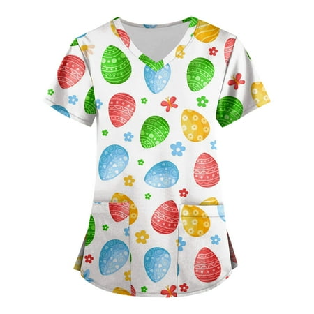 

CHMORA Scrub Tops for Women — Classic Fit 1 Pocket Four-Way Stretch Anti-Wrinkle Women’s Medical Scrub Top Multicolor 3XL