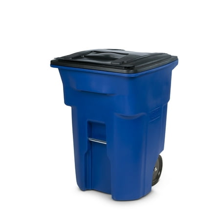 Toter Trash Can Blue With Quiet Wheels And Lid, 96 Gallon