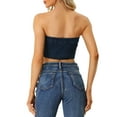 thumbnail image 3 of Allegra K Denim Crop Tube Top for Women's Strapless Sleeveless Button Corset Top, 3 of 6