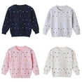 thumbnail image 4 of Baywell Toddler Girls Cardigan Sweater Cute Crew Neck Long Sleeve Button-Down Solid Cotton Fine Knit Uniform Sweater,1-7Years, 4 of 8