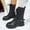 Black, variant on SUNVIT Black Mid Calf Combat Boots for Women - PU, Chunky Platform, Lace-Up/Side Zip, Adjustable Buckle, Round Toe, Size 38 (US 7)