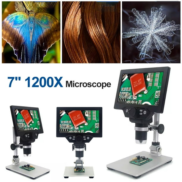 Microscopio Digital Alta Reparación Teléfonos Móviles 1200X 7 Pulgadas Inspección Productos Inspección Telas Microscopio (estándar EE. UU.) (con Batería)