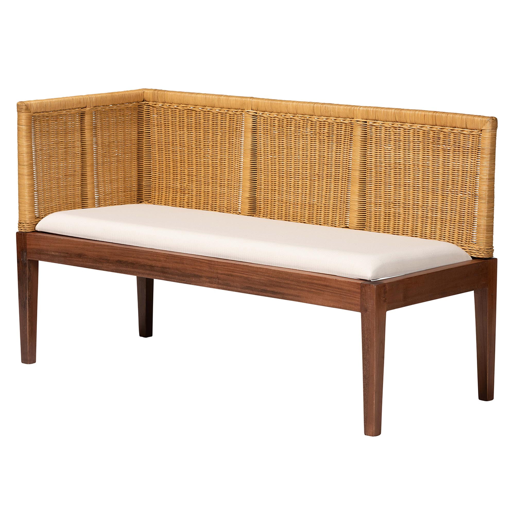 Baxton Studio Tabanan Boho Dining Nook Banquette set, 2-Piece, Brown