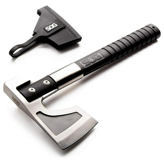 SOG Camp Axe- Compact Camping and Survival Hatchet/Hammer Tool with Sheath and 3.1 Inch Bushcraft Axe Edge (CH1001-CP) Black