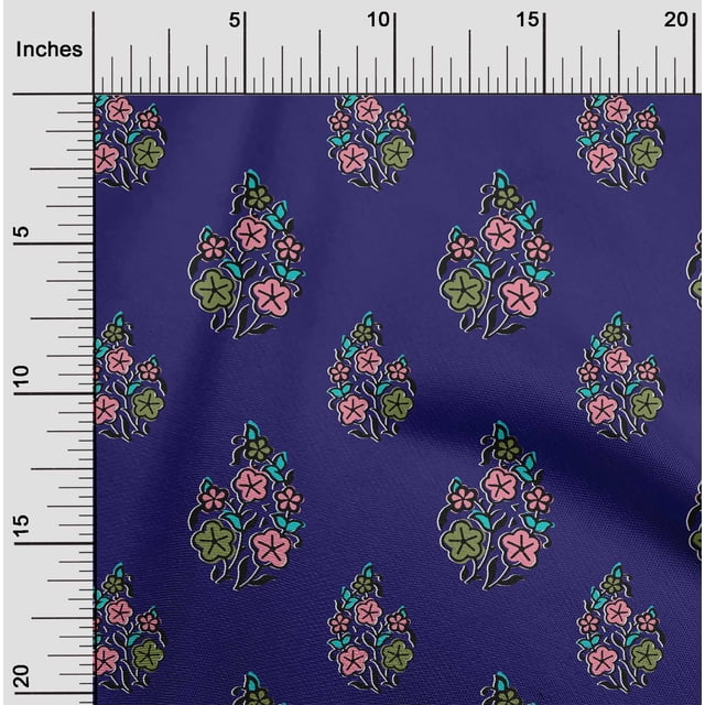 oneOone Polyester Lycra Fabric Leaves & Floral Block Decor Fabric Printed BTY 56 Inch Wide