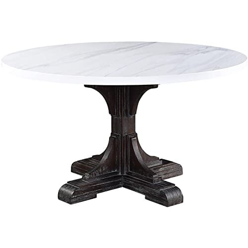 Acme Furniture Table à Manger Rectangulaire en Marbre, Espresso Blanc