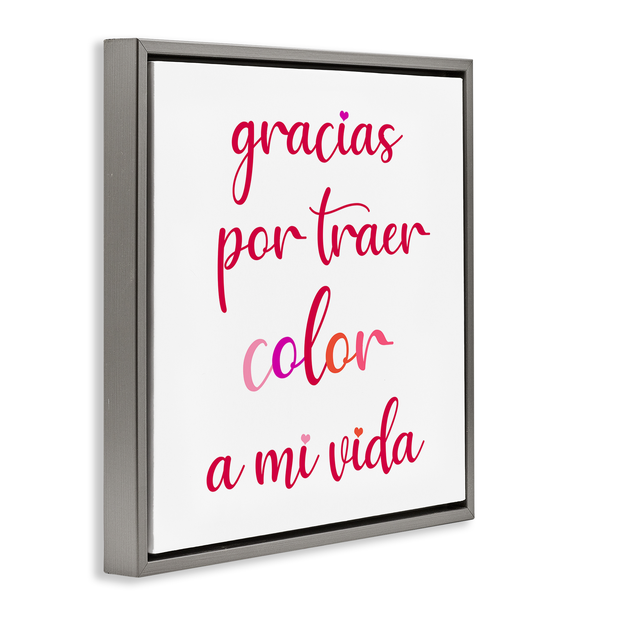 Stupell Industries Gracias por Traer Color Inspirational Quotes & Sayings Painting Gray Floater Framed Art Print Wall Art, 25 x 25