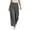 Dark Gray 1, variant on Women Summer Tiered Ruched Wide Leg Long Pants, Smocked High Waist Solid Button Decor Flowy Trousers, Versatile Vacation Relaxed Bottoms