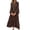 Coffee, variant on Lnmiateer Women Flowy Tiered Ruffle Maxi Dress V Neck Bell Sleeve Solid Soft Breathable Sundress for Beach Holiday Weekend Casual Outfit