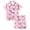 Pink, variant on HCYSFG Girls Heart And Bow Print Outfit Sets 2 Piece Button Front Shirt And Shorts Lounge Set Notch Neck Short Sleeve Contrast Piping Matching Sets