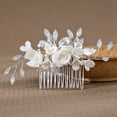 thumbnail image 2 of Peineta para el pelo de boda, peine lateral pequeño plateado, pieza para el pelo de novia de cristal azul, joyería para el pelo, accesorios para el pelo de novia para mujeres y niñas, 2 of 5