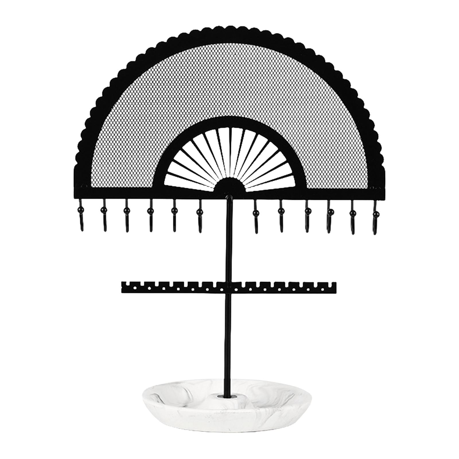 Fan Shaped Earring Display Stand Hanger Rack Free Standing with Stable Base Jewelry Organizer for Showcase Bangles Tabletop Earrings Pendant
