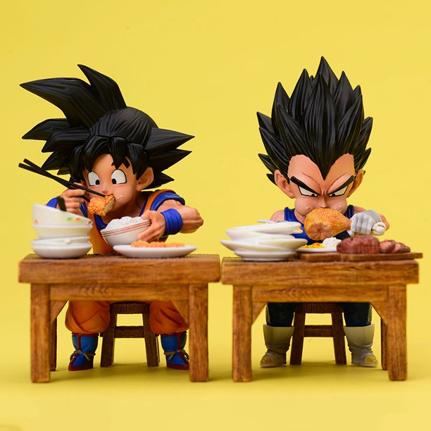 Figura de Dragon Ball Z Vegeta Son Goku comiendo 8cm Figuras de acción de PVC Colección Modelo Juguetes para niños Regalos de Navidad