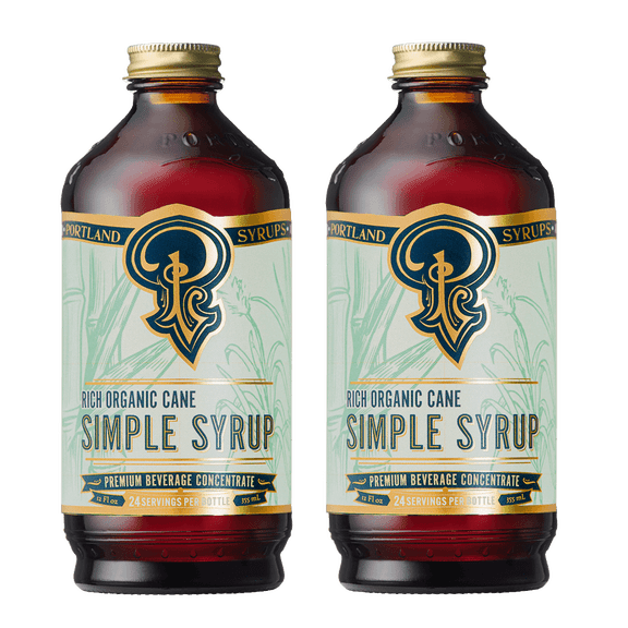 Rich Organic Cane Sugar Simple Syrup - Craft Exceptional Cocktails, Mocktails, Coffee, Use in Baking, Marinades, and More - 12 oz bottle (Pack of 2)