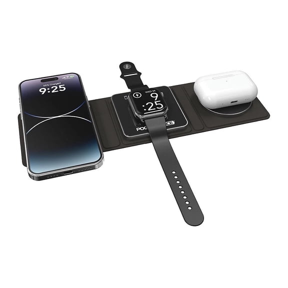 Restored Pocket Juice 3-in-1 Wireless Folding Power Pad 15W for Qienabled Devices