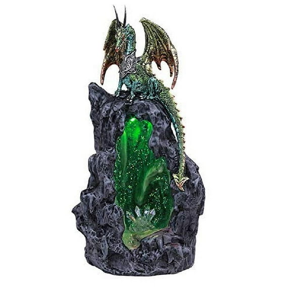 Pacific Trading Green Dragon Backflow Incense Burner with LED Light Figurine Decoration New