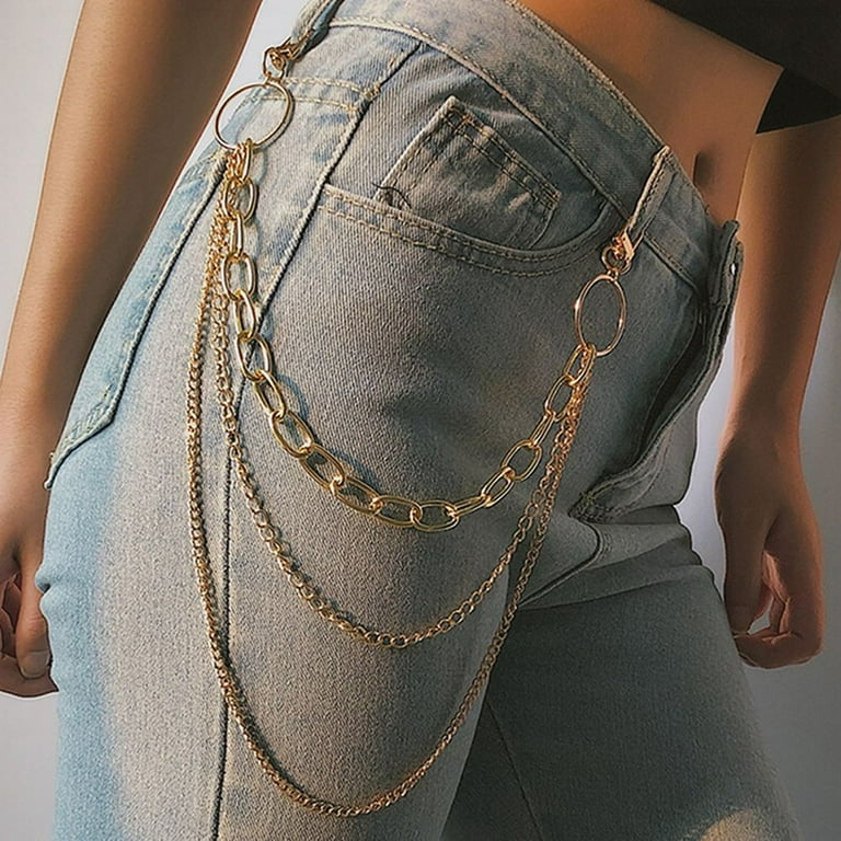 Men Women Punk Jewelry Jeans Jewerly Rock Keychain Trousers Decoration  Waist Chain Chain Keychain Pants Chain GOLD STYLE1