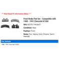 thumbnail image 2 of Front Brake Pad Set - Compatible with 1988 - 1991 Chevy K1500 1989 1990, 2 of 2