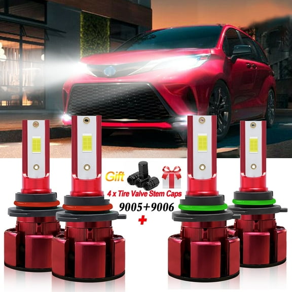 9006 9006 LED Headlight Bulbs for 2003-2014 Toyota Matrix Low and High Beam 4pc