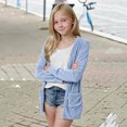 thumbnail image 6 of OGLCCG Girls Long Sleeve Cardigan Kids Lightweight Open Front Classic Knitted Corduroy Sweater with Pockets Casual Loose Fall Outwear 5-14 Years, 6 of 7