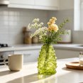 thumbnail image 3 of YAMB Pinecone Shaped Embossed Glass Vase, 5.5" Conical Transparent Decorative Flower Vase, Fall Farmhouse Floral Accessory for Home Mantel Table Office Shelf Decor, Yellow, 3 of 7