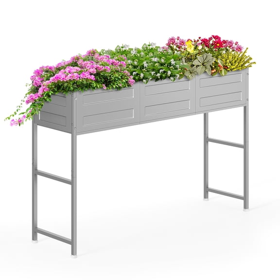 Elevated Raised Garden Bed, 47.64in Metal Planter Box with Stand for Vegetables, Flowers, Herbs, Fruits – Indoor & Outdoor Gardening Solution for Patio, Balcony, Yard