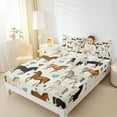 thumbnail image 4 of Manfei Brown Black Horse Queen Sheet Sets,Country Farmhouse Lodge Flat Sheet,Blue Heart Print Queen Fitted Sheet For Boys Kids,Super Cozy Room Decor,4pcs, 4 of 7