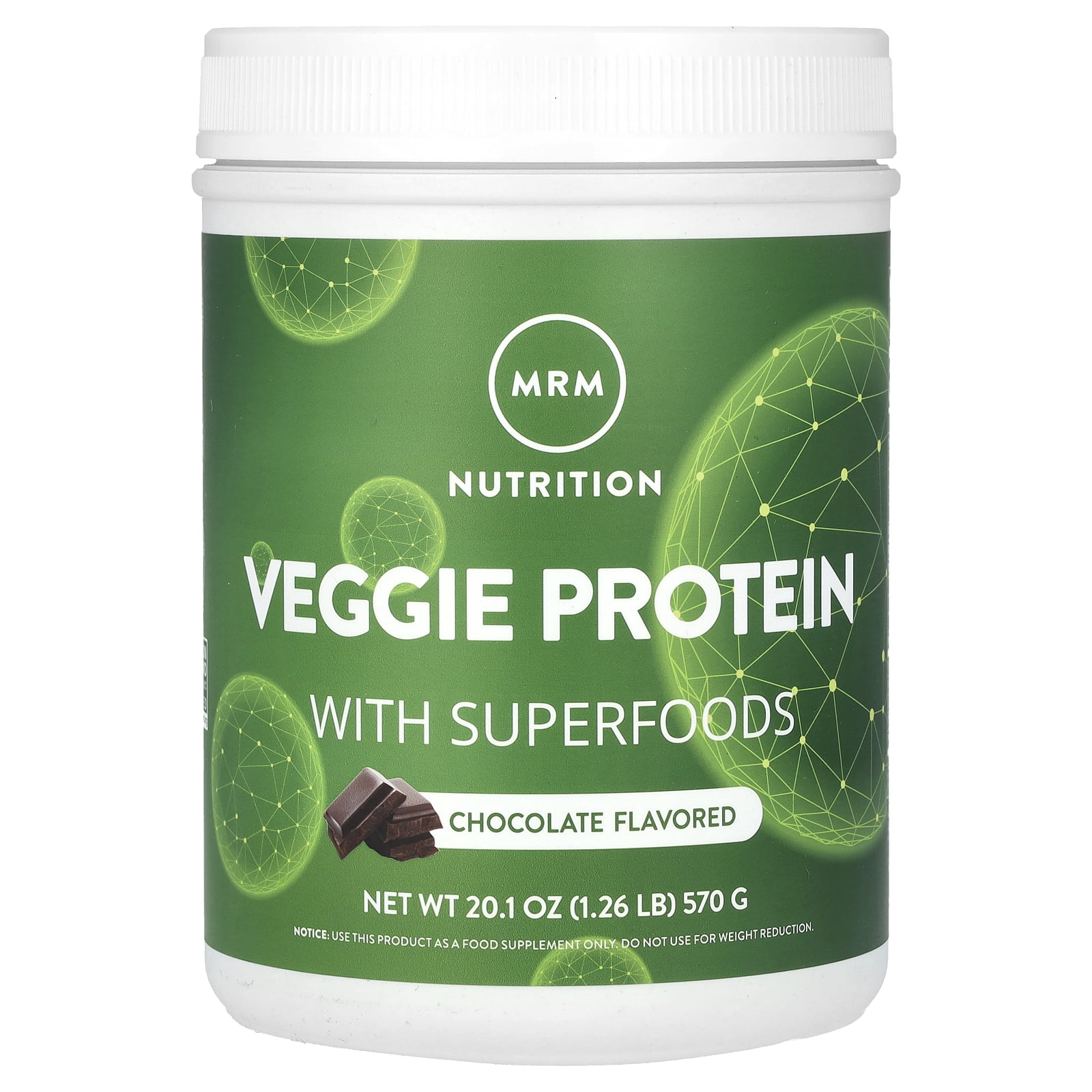 MRM Veggie Protein Powder, Chocolate, 22g Protein, 1.3 Lb