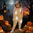 thumbnail image 2 of Xijirk Kids Spaghetti Strap Harem Jumpsuit with Cute Ghost Daisy Floral Cartoon Print Side Pockets for Halloween Holiday Party Outfit,5-6 Years, 2 of 4