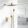 thumbnail image 2 of Brushed Gold shower system 12 inch Brass Bathroom Deluxe rain mixed shower combination set wall mounted rain shower head system shower faucet, 2 of 6