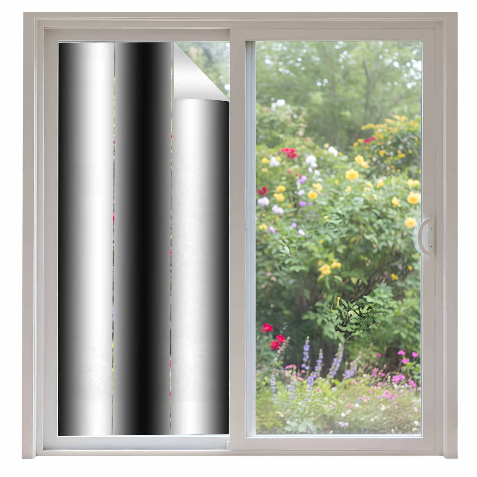 Black White Window Privacy Film, Gradient Gray Monochrome Minimalist Stripe Static Cling UV Sun Blocking Tint Film Heat Control Windows Films for Bedroom Bathroom, Window Stickers 35.4"x78.7"