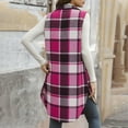 thumbnail image 5 of Otntypg Long Plaid Vest for Women 2025 Fall Winter Sleeveless Blazer Jackets Outerwear Trendy Single Breasted Casual Fashion Jacket Tops with Pockets Hot Pink S, 5 of 5