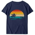 thumbnail image 5 of WREESH Womens Fashion T-Shirts Spring Summer Adult Short Sleeve Round Neck Printing Casual Blouse T-Shirt Tops Shirt Pullover Navy, 5 of 5