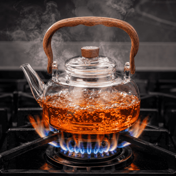 TSBIFV 32.7oz Glass Teapot with Removable Stainless Steel Infuser, Clear Tea Kettle for Loose Leaf Tea, Stovetop Safe, Induction Compatible, Heat Resistant Borosilicate Glass