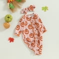thumbnail image 3 of Fortune Halloween Baby Girl Pumpkin Jumpsuits Infant Long Sleeve Ruffles Zipper Romper, 3 of 8