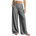 thumbnail image 2 of KIHOUT Womens Striped Waist Wide Leg Pants High Rise Elastic Back Casual Loose Fit Straight Leg Trousers with Pockets Daily Wear, 2 of 7