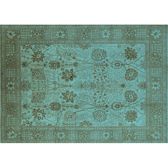 Ahgly Company Indoor Rectangle Oriental Light Blue Industrial Area Rugs, 7' x 10'