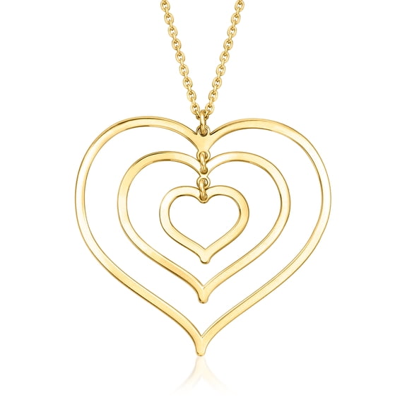 Ross-Simons Italian 18kt Gold Over Sterling Concentric Heart Necklace, Women's, Adult